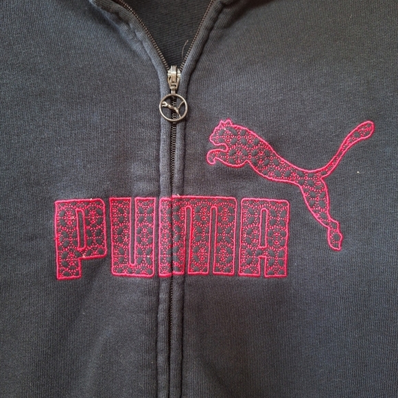 Puma Womens Zip Up Sweatshirt/Jacket Navy Pink Size M - Picture 2 of 6